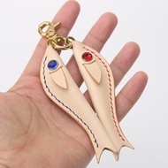 【切线派】年年有余 手工真皮配饰挂饰 双飞鱼吊饰 钥匙挂饰