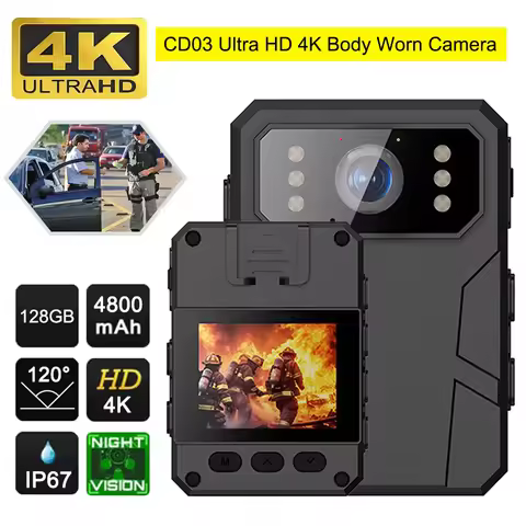 4K HD Mini Camera with HD IPS Screen Back Clip Police Recorder Portable Body Camera Motion Detection