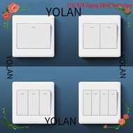 YOLANDAGOODS1 Wall Switches, with LED Lamp 1Way Button Wall Light Switch Panel, Durable Home Accessories 1/2/3/4 Gang