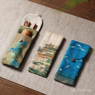 Set Tea Ceremony Tea Six xyt Tea Tea Set Bamboo Cotton Linen Accessories Three-Piece Set Cloth Bag G