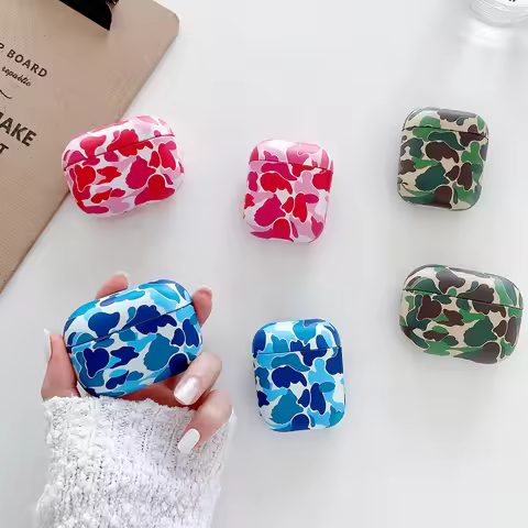 Army Camouflage Earphone Cases For AirPods 1 2 Pro Case Hard PC Cute Camo Headset Charging Box Cover
