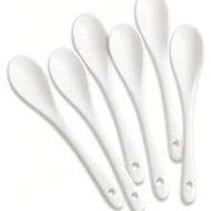 2/6/12 Pcs White Porcelain, Dense Coffee Spoon, Ceramic Spoon, Ceramic Spoon, Ceramic Tea Spoon, Cer