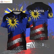 caiyge02-2025 New Malaysia Merdeka T-shirt Sublimation T-shirt Merdeka Sublimation Unisex Collar Tee