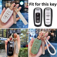 3 Buttons TPU Gold Edge Car Key Cover Case with Keychain for Geely Proton X50 Key Case New Proton X50 X90 Chrome Protective Shell
