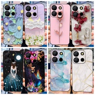 Itel A60 A60s Case Luxury Marble Flower Painted Black Rubber Soft Silicone Cover For Itel A60 ItelA6
