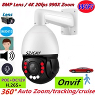 12MP 4K POE Wifi 990X Zoom High Speed Dome PTZ IP Camera Outdoor Color Ai Automatic Tracking Video S