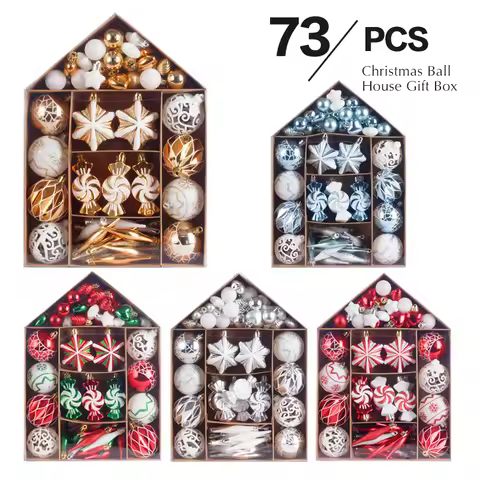 73 Pcs Christmas Ball Ornaments, Christmas Ball Shatterproof Hanging Ornament Decorations for Christ