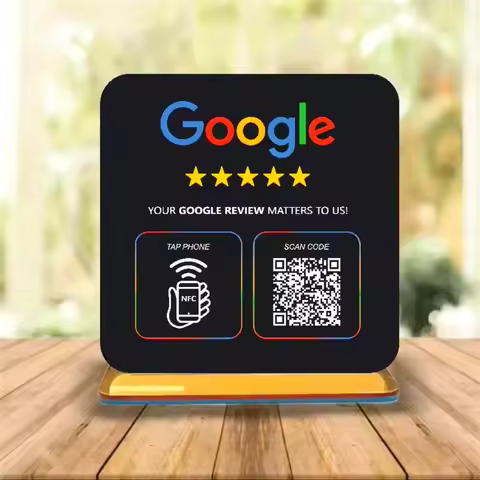 Custom Google Review Sign With Stand Scan QR Code Business Decor Acrylic Google Review NFC QR Code S