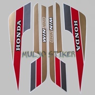 MERAH STRIPING STICKER HONDA win 100 91 1991 Fullset Gold Red Grey