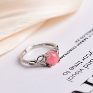 Live Mouth Natural Temperament Simple Gift Rhodolite Jewelry Ring Crystal All-Match Women Sterling S