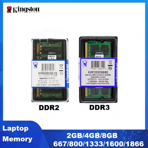 Kingston Laptop Memory DDR2 DDR3 DDR3L SODIMM Memoria 2GB 4GB 8GB Ram 1866MHz 1600MHz 1333MHz 1066MH