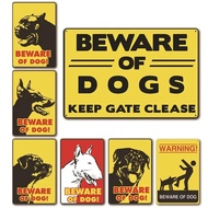 Vintage Metal Beware of Dogs Warning Sign  Decorative Wall Plaque for Garden Farm or Public Areas   