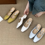 Fashion Leather Square Toe Popular Mules (Size 35-39)