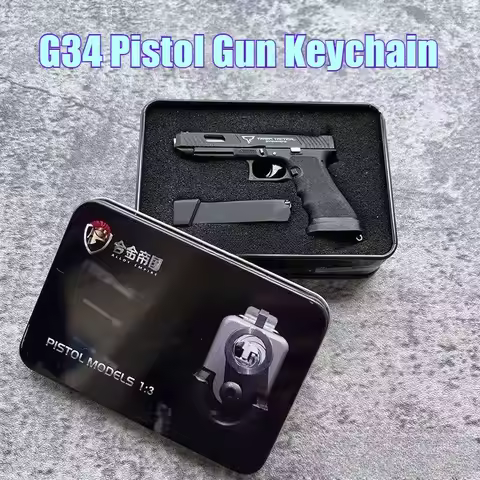 Alloy Empire 1:3 GLK G34 Pistol TTI Fast Pursuit 2 Throw Shell Gun Keychain Model Pendant PUBG Decor