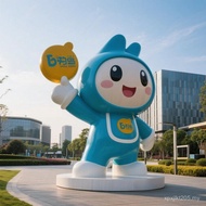 Glass Steel Shopping Mall Image Sculpture Cartoon Art Night View Panda Square Lighting Ornaments Eng