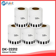 Compatible Brother DK-22212 Continuous Length Durable White Film Tape - 62mm Wide 5 rolls