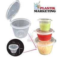 4oz Round Disposable Plastic Food Container Hinged Lid [ 50pcs± ]  4oz Container 115ml