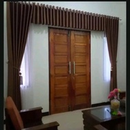 Hordeng Pintu Tengah 1 Paket Lengkap Gorden Poni Satu Set Pintu Utama Gorden Ruang Tamu Mewah 1 Set 