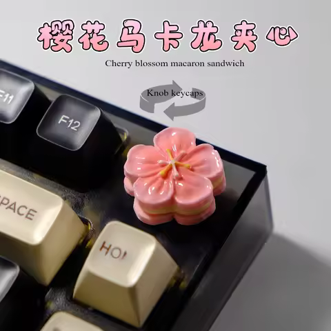 MiFuny Cute Sakura Knob Keycaps Pink 6mm Resin Keycap Volume Knob Custom Key Caps for LEOBOG Hi75 Me
