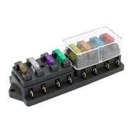 8 Way Fuse Box Holder Fuse Block with 8 Standard Fuses for Car Truck Boat Vehicle 12V/24V/32V