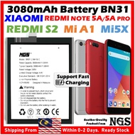 ORl NGS Brand NGS 3080mAh Battery BN31 Compatible For XIAOMI Mi A1 MiA1 XIAOMI Redmi S2 Redmi Note 5A / Note 5A Prime