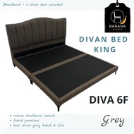 KATIL KING DIVAN FABRIK KELABU Bed Frame Elegant & Kukuh | Ruang Bawah Mudah Bersih | SET DIVAN & TI