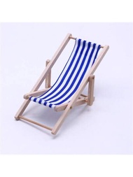 1入迷你木製沙灘椅模型,戶外躺椅家具,diy沙灘情景裝飾飾品