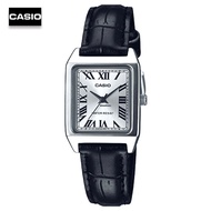 Velashop Casio Standard นาฬิกาข้อมือผู้หญิง สายหนังแท้ สีดำ รุ่น LTP-V007L-7B1UDF LTP-V007L-7B1 LTP-V007L
