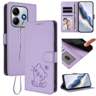 Cute Cat Leather Flip Wallet Phone Case For Redmi 13 Note 12 5G Note 11 Pro Note 11s 4G Note 10 Pro 