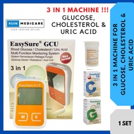 EASYSURE GCU 3 in 1 Meter for Cholesterol Glucose  & Uric Acid Test Kit Monitor - Mesin Check Kolest