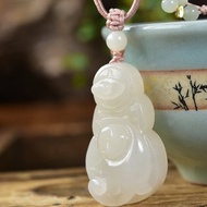 秒殺價 天然和田玉藕粉猴子吊墜 寓意吉祥如意