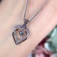 750 18K 白金 天然圓鑽石吊墜