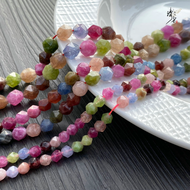 Natural Stone Agate Beads Imitation Tourmaline Large Facet DIY Handmade Jewelry Accessories Bracelet