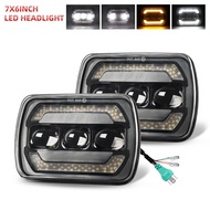 HL 7x6inch LED Square Headlights Amber Turn Signal DRL Hi/Low Seal Beams Replace H6054 H5054 Headlig