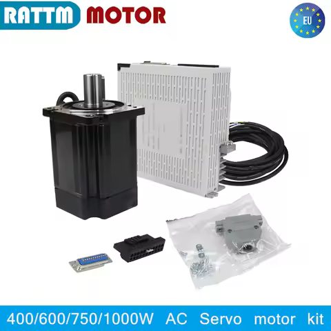 【EU US】400W 600W 750W 1000W 1KW AC Servo Motor CNC Set Kit Magnetic Encoder With Brake + Driver