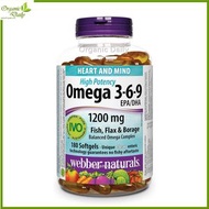Webber Naturals - 健心Omega 3-6-9 亞麻籽 魚油和玻璃苣油 (1200 毫克) 180 粒透明軟膠囊 [平行進口] 此日期前最佳:2029年02月28日