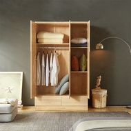 Modern Simple SOLID WOOD Pine Wood Big Capacity Wardrobe Almari Pakaian Kayu Asli