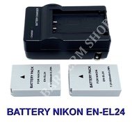 (Saving Set 2+1) EN-EL24 \ ENEL24 \ EL24 Camera Battery and Charger for Nikon แบตเตอรี่และแท่นชาร์จสำหรับกล้องนิคอน For Nikon 1 J5,DL18-50,DL24-85 BY BARRERM SHOP