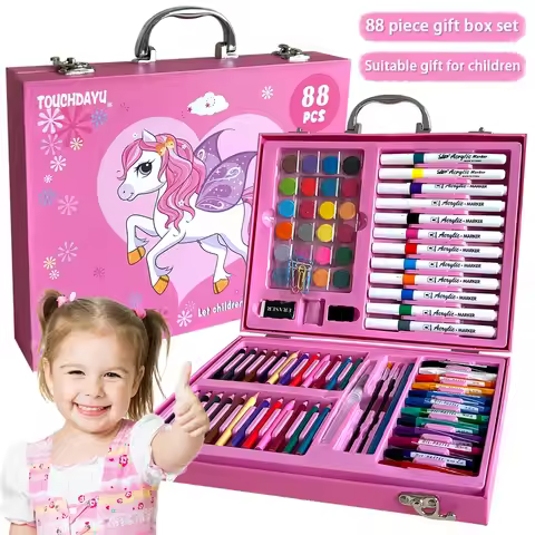 Children's Watercolor Painting Set,88 Pieces Painting Gift Box Set June 1st Children's Day Students 