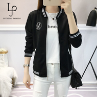 LJ- Women Jacket Ladies Coat Fashion Motor Jacket Zip Long Sleeve Casual Jaket Wanita Perempuan 女士外套