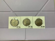 （十角形伍圓一套）香港硬幣英女王伊利沙伯 1976，1978 & 1979 年五元 Government of Hong Kong Queen Elizabeth ll 1976，1978 & 197