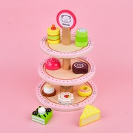 Children Play House Girl Wooden Tower Dessert Tower Afternoon Tea Cake Birthday Gift Kitchen Toy Mal