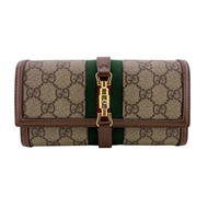 【二手】GUCCI 652681 Jackie GG Supreme 長錢包，卡包，零錢包，ブラウン