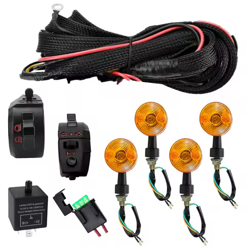 For Yamaha for Kawasaki 22mm 7/8" 12V Universal Motorcycle Indicator Wiring Loom Harness Swtich with