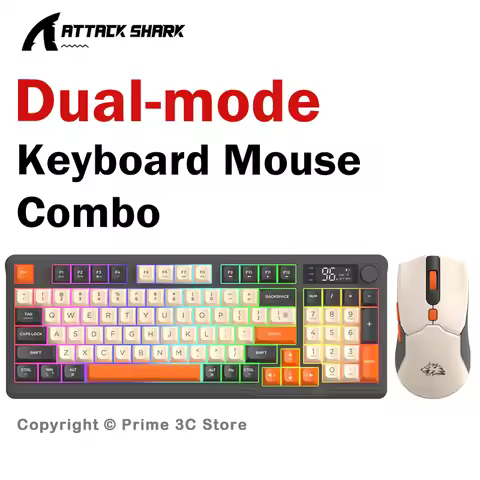 FREEWOLF T96 Wireless Keyboard Mouse Combo, 96-Key RGB Keyboard Mouse Kit, Dual Mode Bluetooth 2.4G