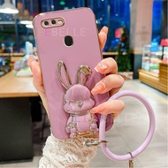 LIFEBELLE Casing for OPPO A7 A5s A12 A3s A12e F9 Realme 2 Pro Case,Luxury Premium Plating Soft Phone Case with Cute Girls Cartoon Rabbit Creative Stretch Stand Cases Silicone Shockproof Protective Back Cover Couple