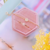 Agete Simple All-Match Stacked Zircon Ring 925 Sterling Silver Gold-Plated Flower Bracelet