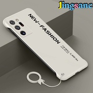 Jingsanc เคส Samsung Galaxy S23อัลตร้า5G S23 + S23 S21 + S21 S20 Note 20 Plus Ultra FE 5G 4G เคสโทรศัพท์บางเฉียบกระจกฝ้าพีซีมีขอบเคสกล้องกันกระแทกสีขาว P001-1
