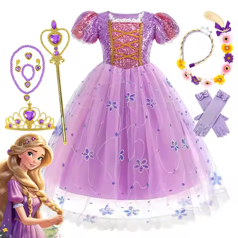 Girl Rapunzel Princess Dress Kids Tangled Disguise Carnival Costume Birthday Party Gown Outfit Kids 