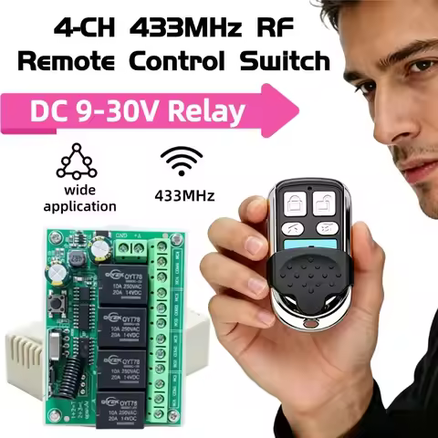 Universal Wireless Remote Control 433Mhz DC 6V 12V 24V 4CH RF Relay Receiver and Long Range Transmit